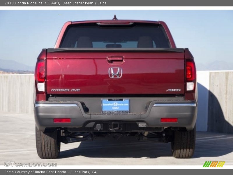 Deep Scarlet Pearl / Beige 2018 Honda Ridgeline RTL AWD