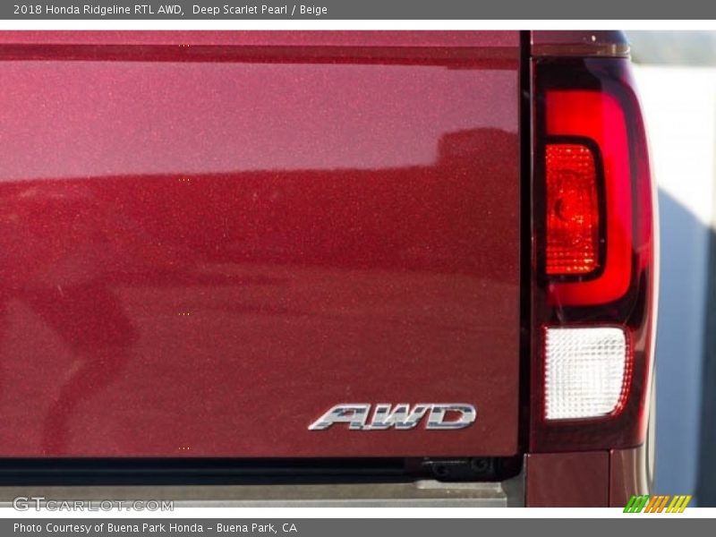 Deep Scarlet Pearl / Beige 2018 Honda Ridgeline RTL AWD