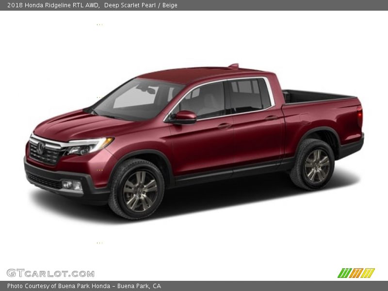 Deep Scarlet Pearl / Beige 2018 Honda Ridgeline RTL AWD