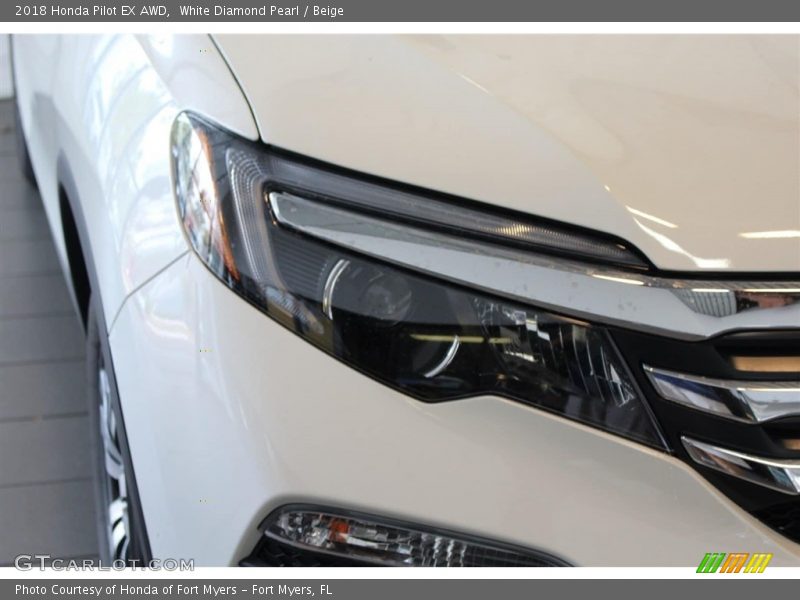 White Diamond Pearl / Beige 2018 Honda Pilot EX AWD