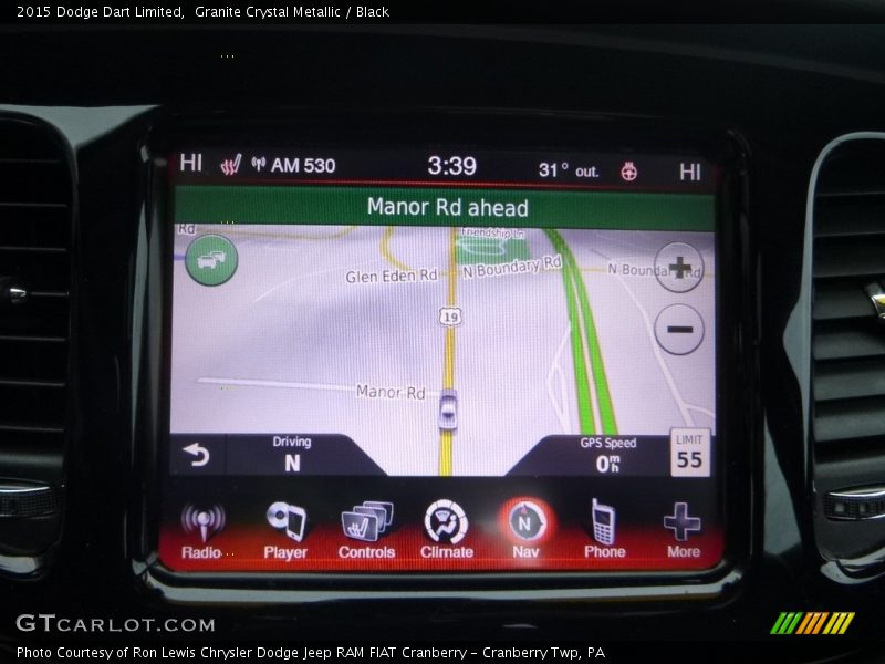 Granite Crystal Metallic / Black 2015 Dodge Dart Limited