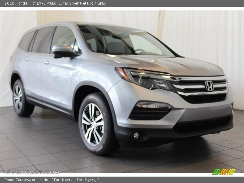 Lunar Silver Metallic / Gray 2018 Honda Pilot EX-L AWD