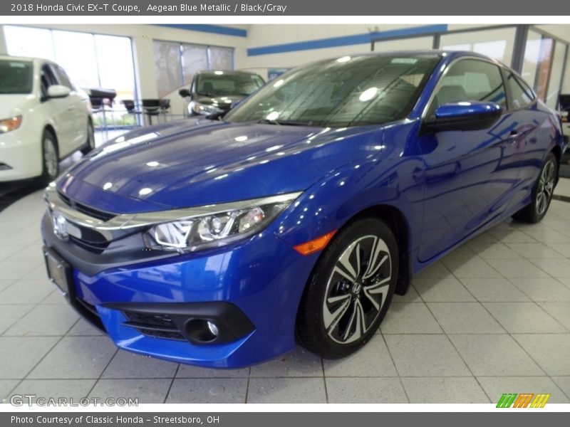 Aegean Blue Metallic / Black/Gray 2018 Honda Civic EX-T Coupe
