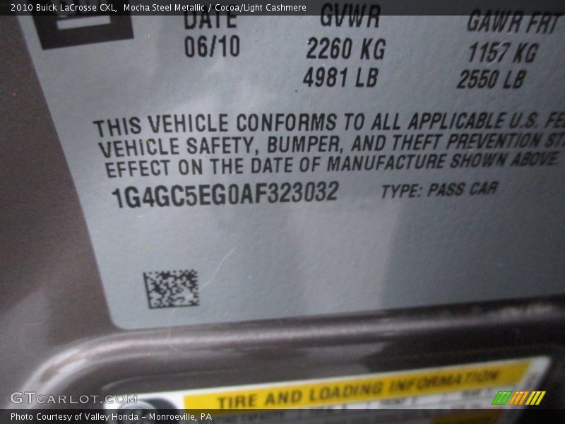 Mocha Steel Metallic / Cocoa/Light Cashmere 2010 Buick LaCrosse CXL