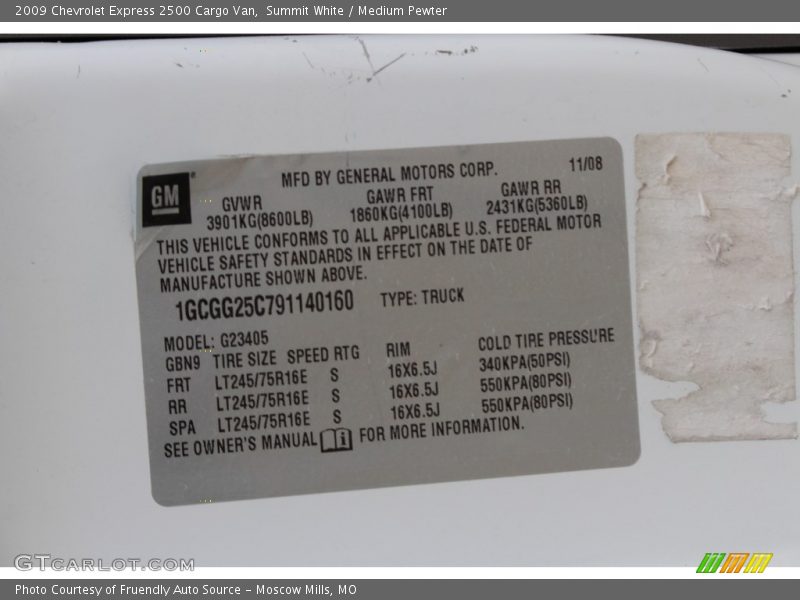 Summit White / Medium Pewter 2009 Chevrolet Express 2500 Cargo Van