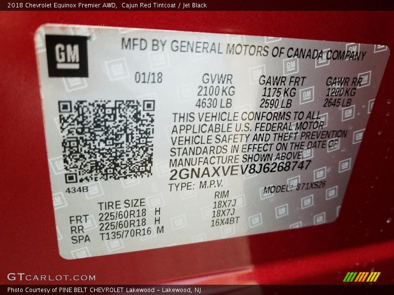 Cajun Red Tintcoat / Jet Black 2018 Chevrolet Equinox Premier AWD