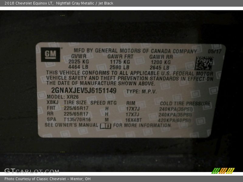 Nightfall Gray Metallic / Jet Black 2018 Chevrolet Equinox LT