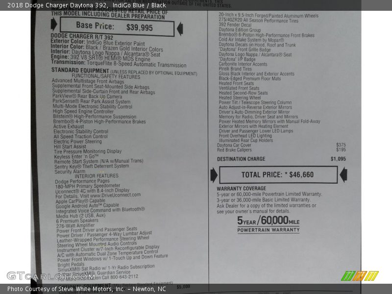 IndiGo Blue / Black 2018 Dodge Charger Daytona 392