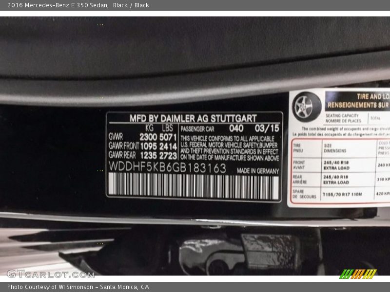Black / Black 2016 Mercedes-Benz E 350 Sedan