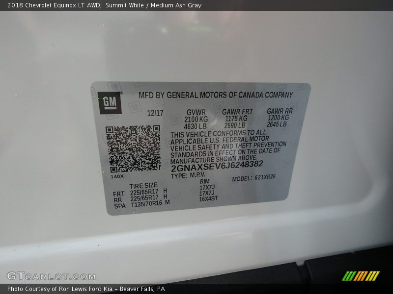 Summit White / Medium Ash Gray 2018 Chevrolet Equinox LT AWD