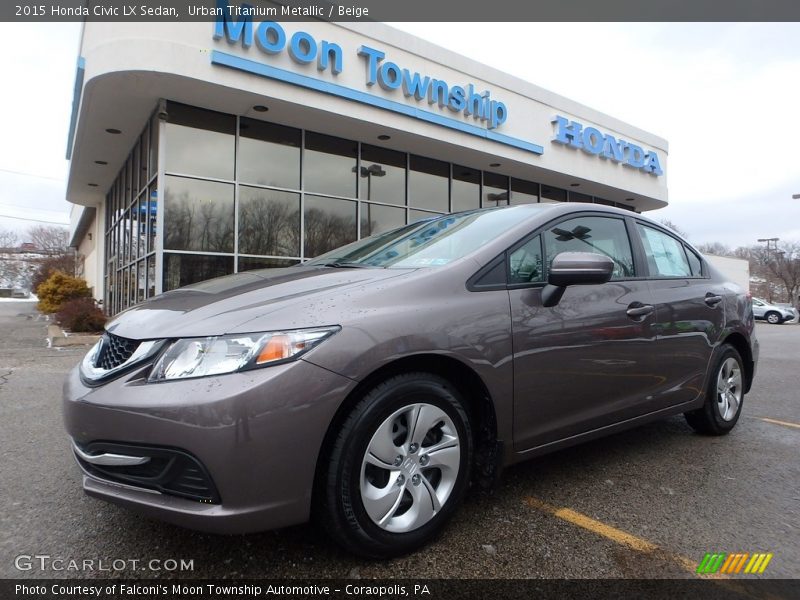 Urban Titanium Metallic / Beige 2015 Honda Civic LX Sedan