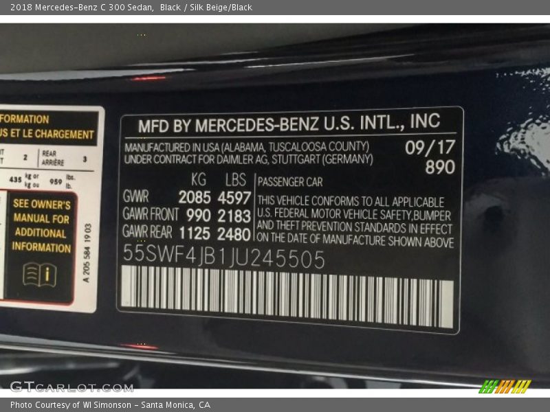 Black / Silk Beige/Black 2018 Mercedes-Benz C 300 Sedan