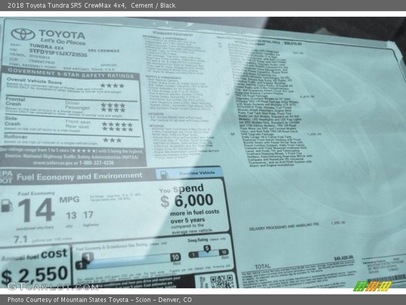 Cement / Black 2018 Toyota Tundra SR5 CrewMax 4x4