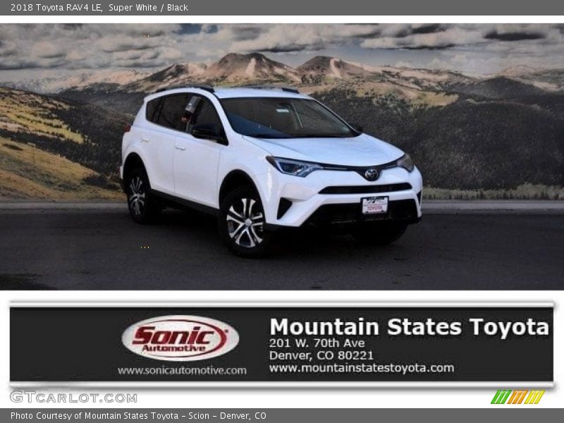 Super White / Black 2018 Toyota RAV4 LE