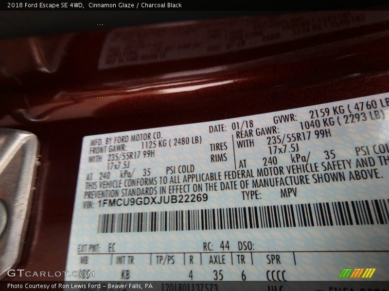 Cinnamon Glaze / Charcoal Black 2018 Ford Escape SE 4WD