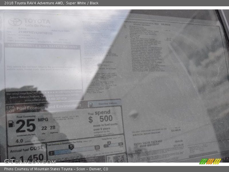Super White / Black 2018 Toyota RAV4 Adventure AWD
