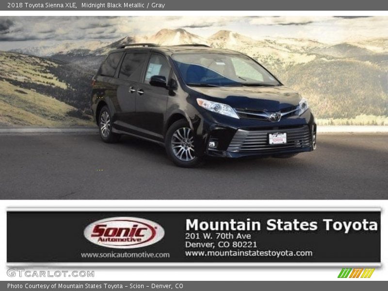 Midnight Black Metallic / Gray 2018 Toyota Sienna XLE
