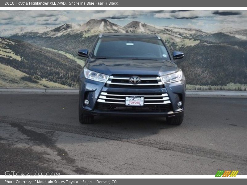 Shoreline Blue Pearl / Black 2018 Toyota Highlander XLE AWD