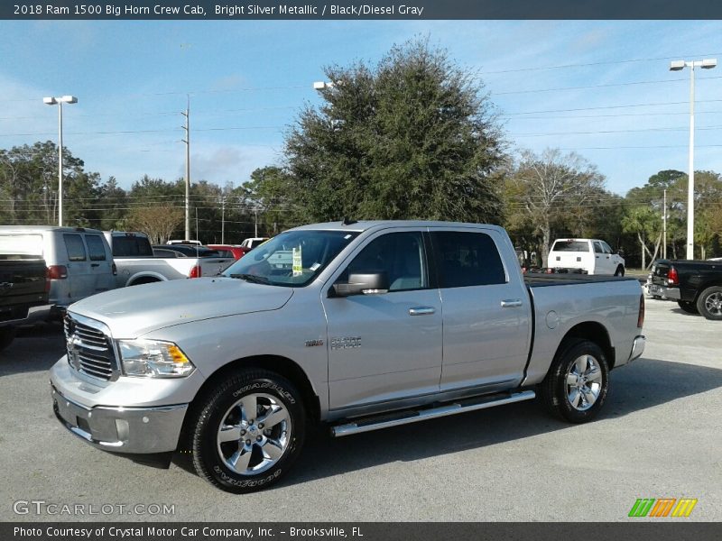 Bright Silver Metallic / Black/Diesel Gray 2018 Ram 1500 Big Horn Crew Cab