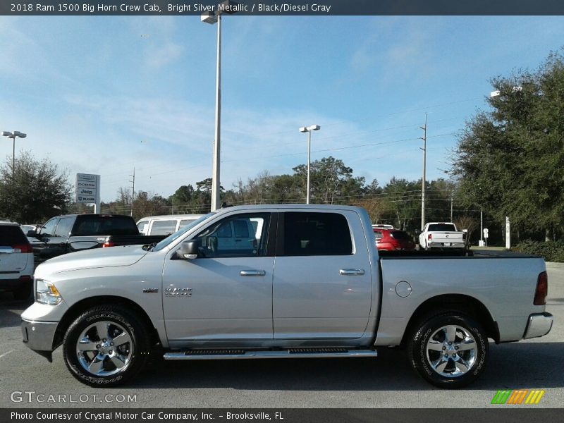 Bright Silver Metallic / Black/Diesel Gray 2018 Ram 1500 Big Horn Crew Cab