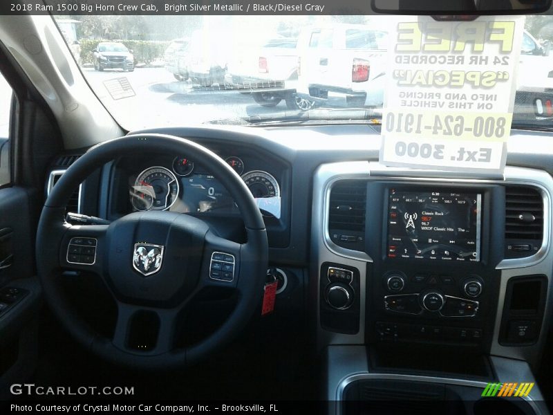 Bright Silver Metallic / Black/Diesel Gray 2018 Ram 1500 Big Horn Crew Cab