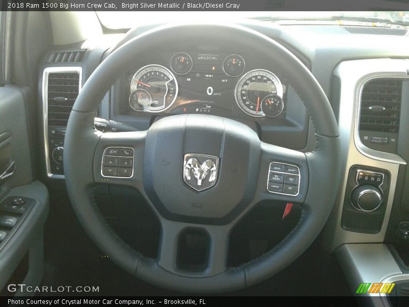Bright Silver Metallic / Black/Diesel Gray 2018 Ram 1500 Big Horn Crew Cab