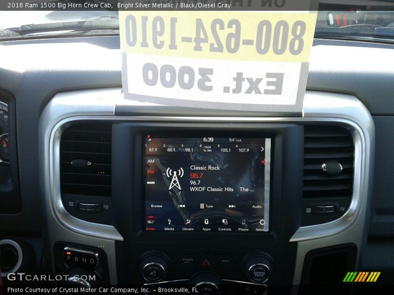 Bright Silver Metallic / Black/Diesel Gray 2018 Ram 1500 Big Horn Crew Cab