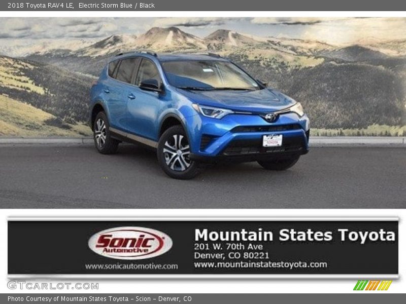 Electric Storm Blue / Black 2018 Toyota RAV4 LE