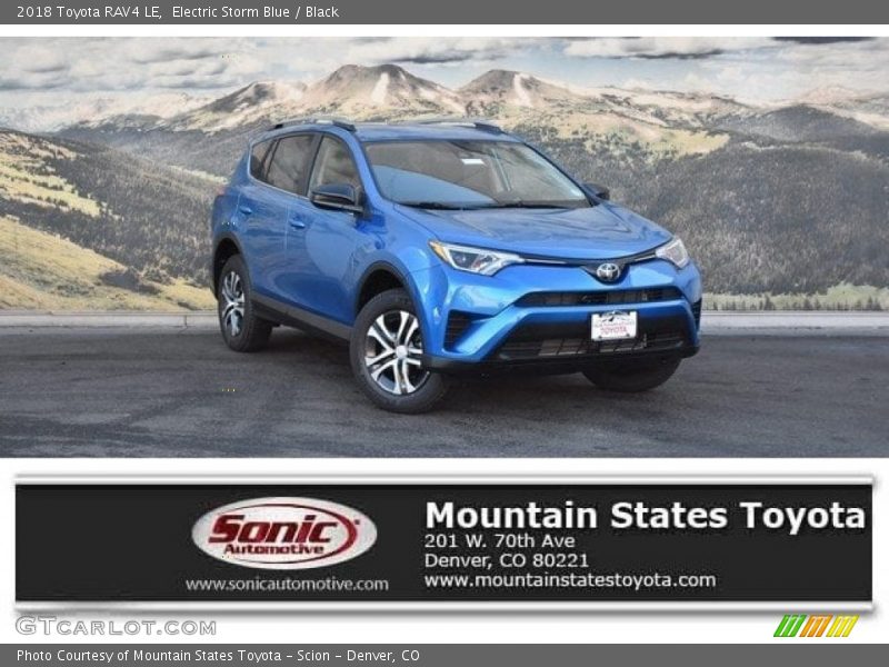 Electric Storm Blue / Black 2018 Toyota RAV4 LE