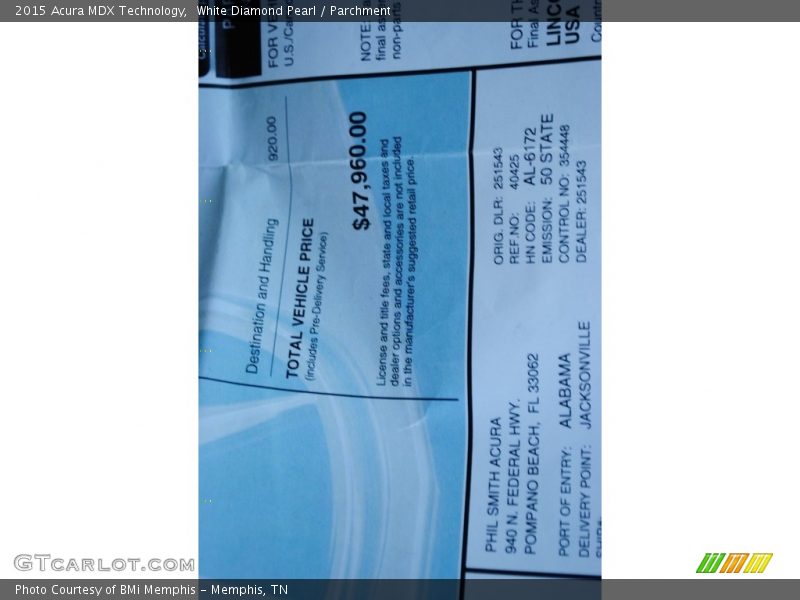 White Diamond Pearl / Parchment 2015 Acura MDX Technology