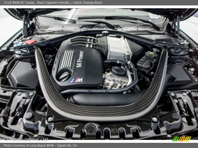Black Sapphire Metallic / Sakhir Orange/Black 2018 BMW M3 Sedan