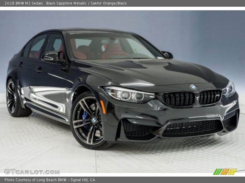 Black Sapphire Metallic / Sakhir Orange/Black 2018 BMW M3 Sedan