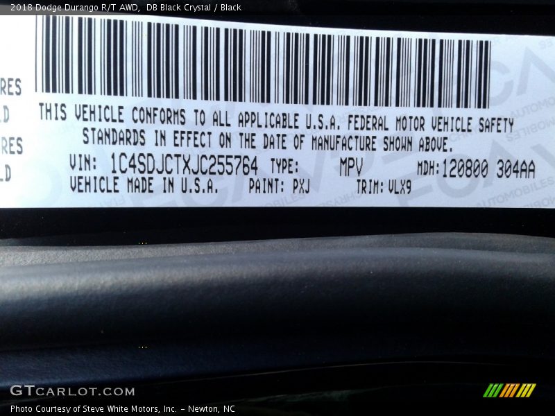 DB Black Crystal / Black 2018 Dodge Durango R/T AWD