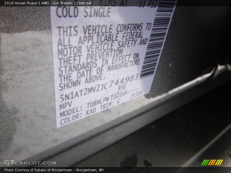 Gun Metallic / Charcoal 2018 Nissan Rogue S AWD