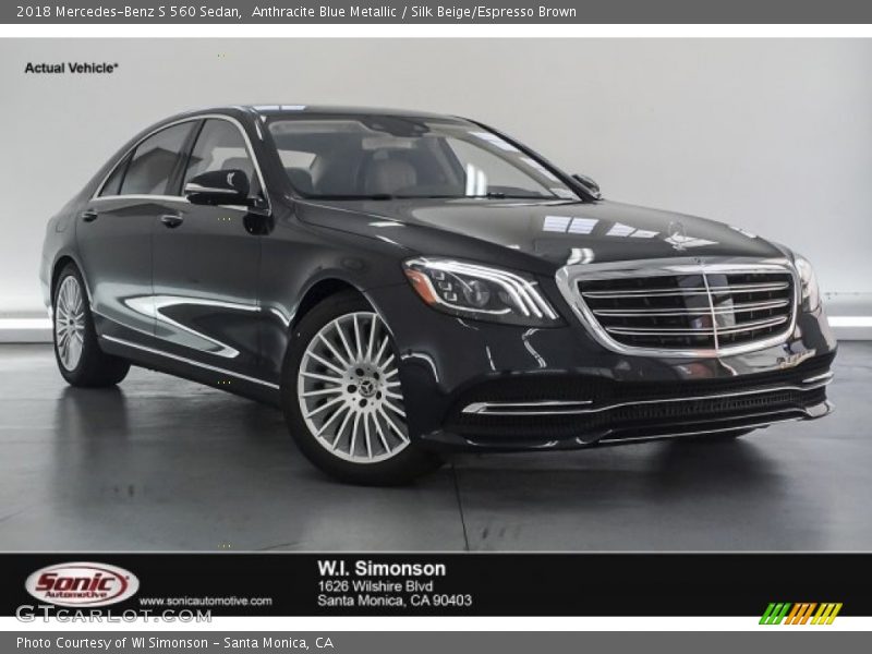 Anthracite Blue Metallic / Silk Beige/Espresso Brown 2018 Mercedes-Benz S 560 Sedan