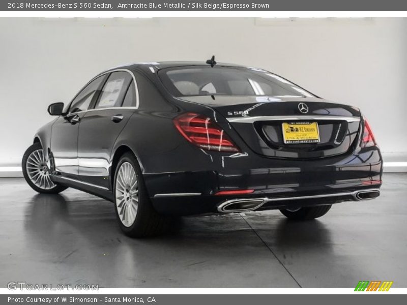 Anthracite Blue Metallic / Silk Beige/Espresso Brown 2018 Mercedes-Benz S 560 Sedan