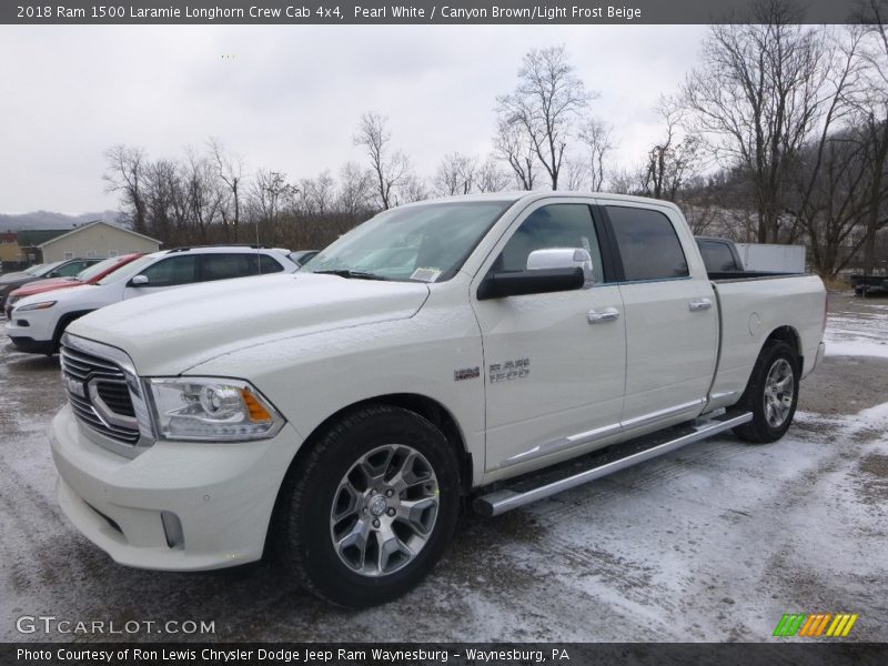 Pearl White / Canyon Brown/Light Frost Beige 2018 Ram 1500 Laramie Longhorn Crew Cab 4x4