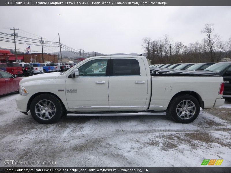Pearl White / Canyon Brown/Light Frost Beige 2018 Ram 1500 Laramie Longhorn Crew Cab 4x4