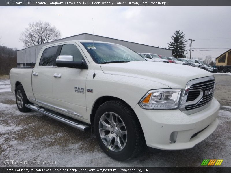 Pearl White / Canyon Brown/Light Frost Beige 2018 Ram 1500 Laramie Longhorn Crew Cab 4x4