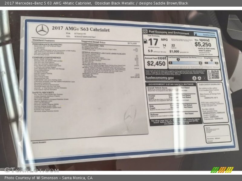 Obsidian Black Metallic / designo Saddle Brown/Black 2017 Mercedes-Benz S 63 AMG 4Matic Cabriolet