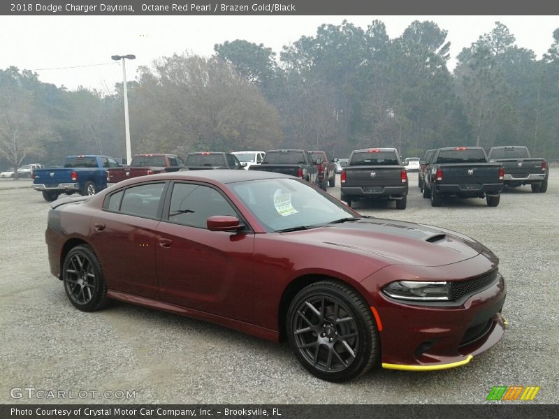 Octane Red Pearl / Brazen Gold/Black 2018 Dodge Charger Daytona