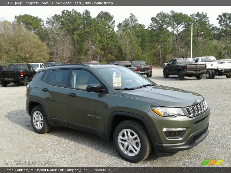 Olive Green Pearl / Black/Sandstorm 2018 Jeep Compass Sport