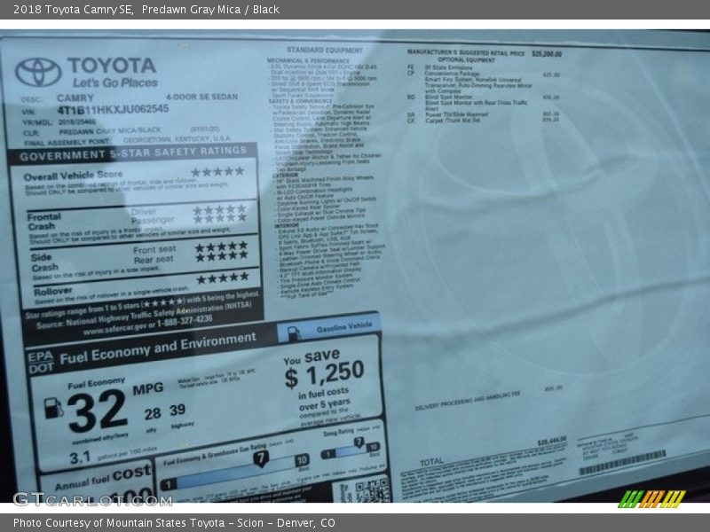 Predawn Gray Mica / Black 2018 Toyota Camry SE