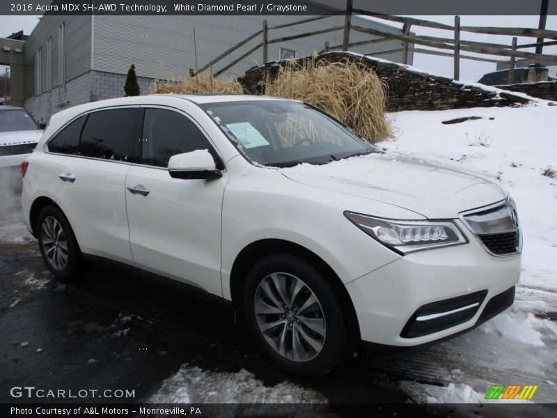 White Diamond Pearl / Graystone 2016 Acura MDX SH-AWD Technology