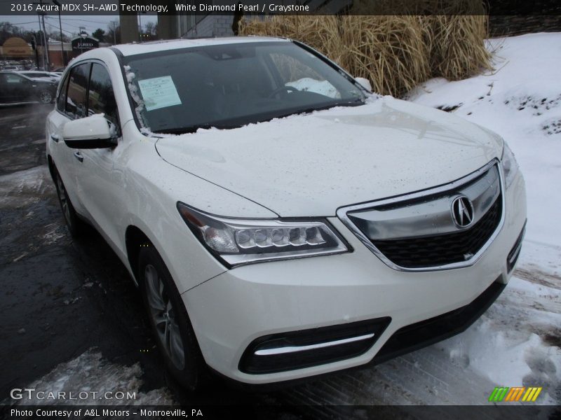 White Diamond Pearl / Graystone 2016 Acura MDX SH-AWD Technology