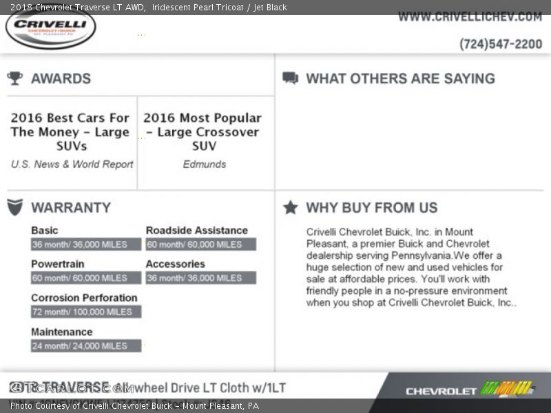Iridescent Pearl Tricoat / Jet Black 2018 Chevrolet Traverse LT AWD