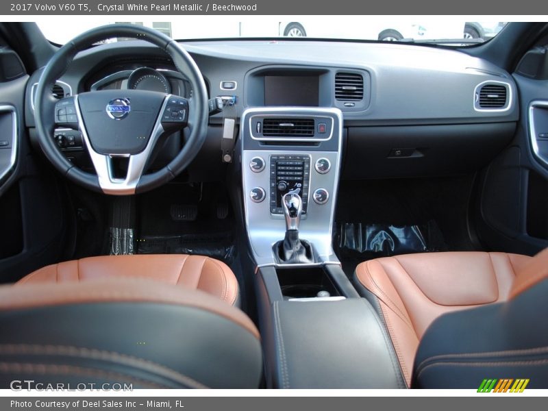 Crystal White Pearl Metallic / Beechwood 2017 Volvo V60 T5