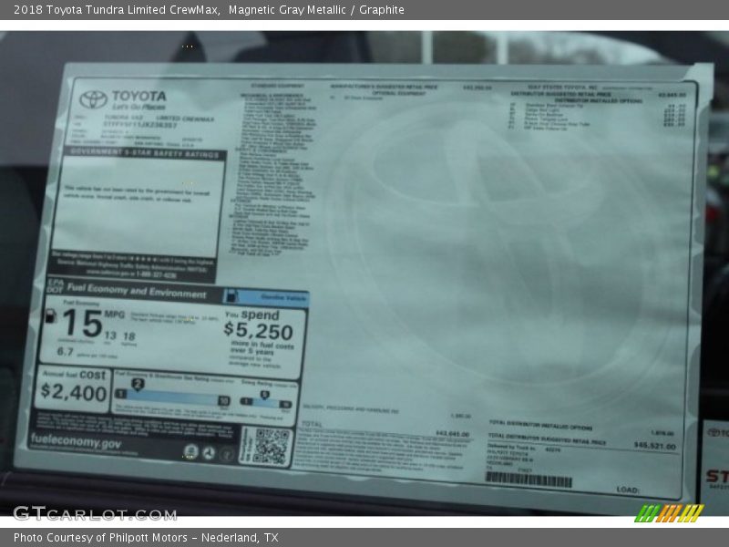 Magnetic Gray Metallic / Graphite 2018 Toyota Tundra Limited CrewMax