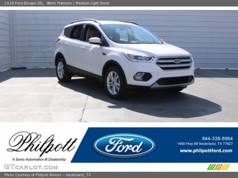 White Platinum / Medium Light Stone 2018 Ford Escape SEL