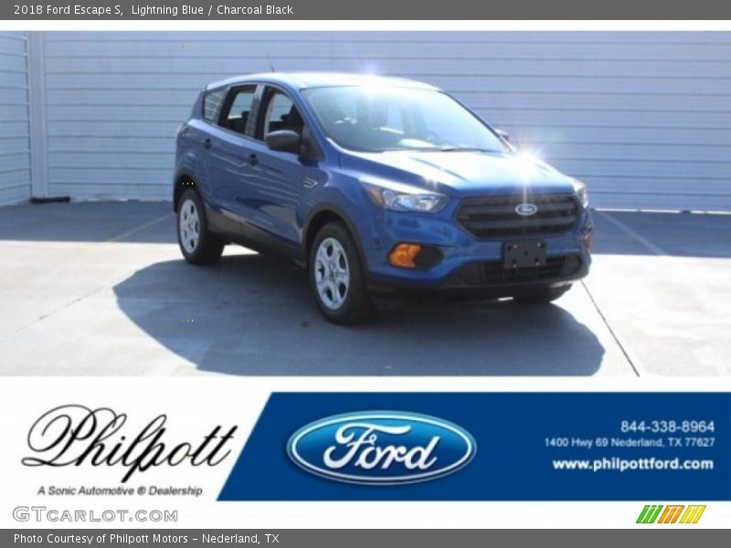 Lightning Blue / Charcoal Black 2018 Ford Escape S